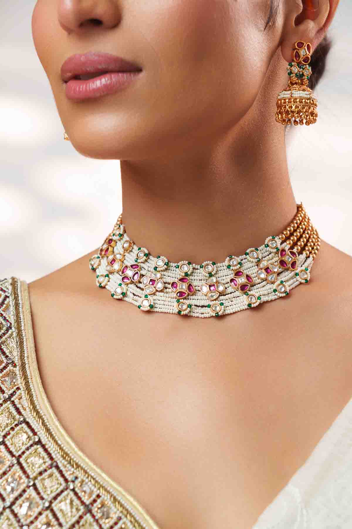 Zevar Stylish Kundan Necklace Set indian designer wear online shopping melange singapore 
