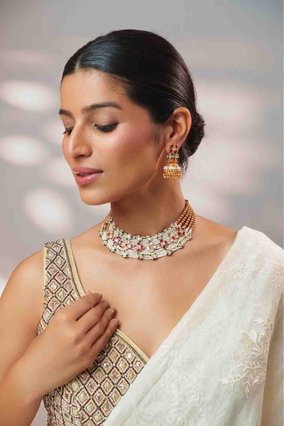 Zevar Stylish Kundan Necklace Set indian designer wear online shopping melange singapore 
