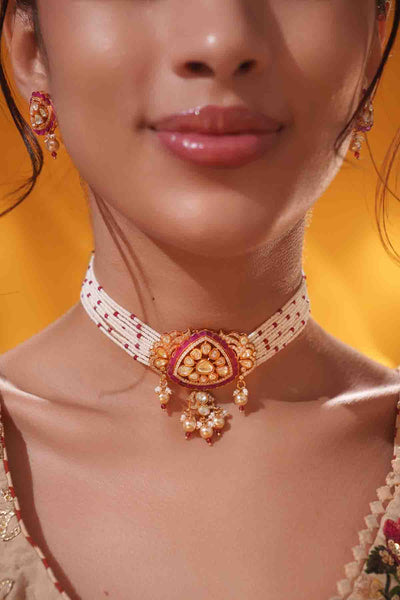Zevar Stylish Moissanite Choker Set indian designer wear online shopping melange singapore 