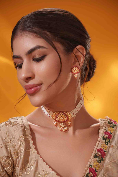 Zevar Stylish Moissanite Choker Set indian designer wear online shopping melange singapore 