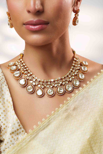 Zevar Stylish Moissanite Set With Matching Earrings indian designer wear online shopping melange singapore 
