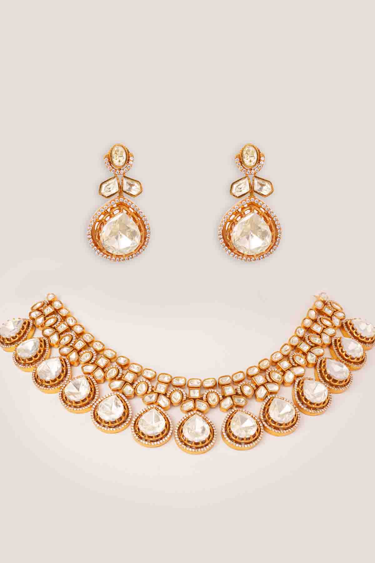 Zevar Stylish Moissanite Set With Matching Earrings indian designer wear online shopping melange singapore 
