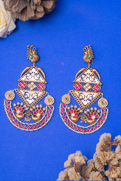 Zevar Temple Earrings jewellery Indian designer wear online shopping melange singapore