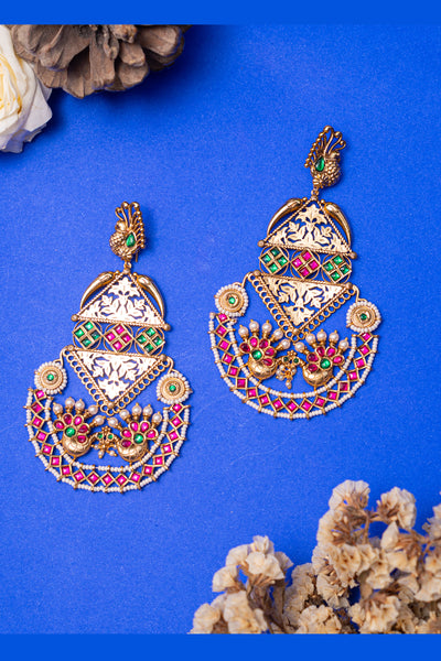 Zevar Temple Earrings jewellery Indian designer wear online shopping melange singapore