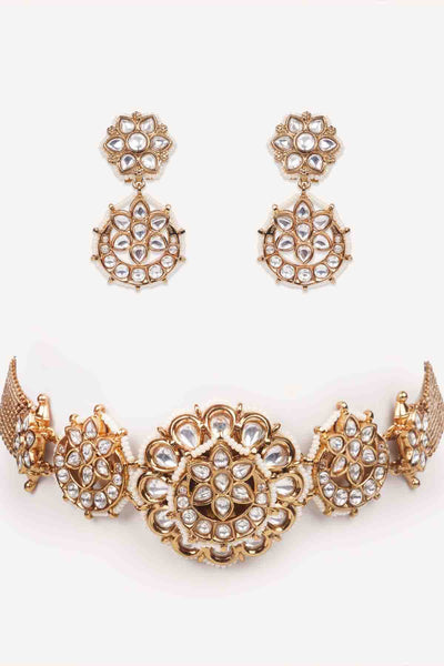 Zevar Traditional Yet Dramatic Kundan Choker Set indian designer wear online shopping melange singapore 
