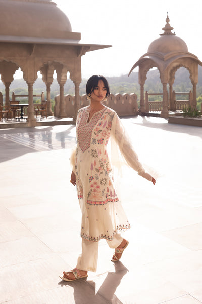 Anita Dongre Arjana Kurta Set Natural festive indian designer wear online shopping melange singapore 