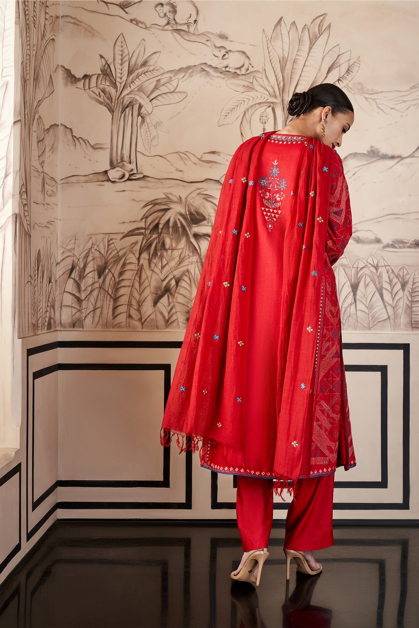 Anita Dongre Ekaja Suit Set Red festive indian designer wear online shopping melange singapore