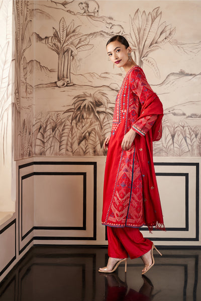 Anita Dongre Ekaja Suit Set Red festive indian designer wear online shopping melange singapore