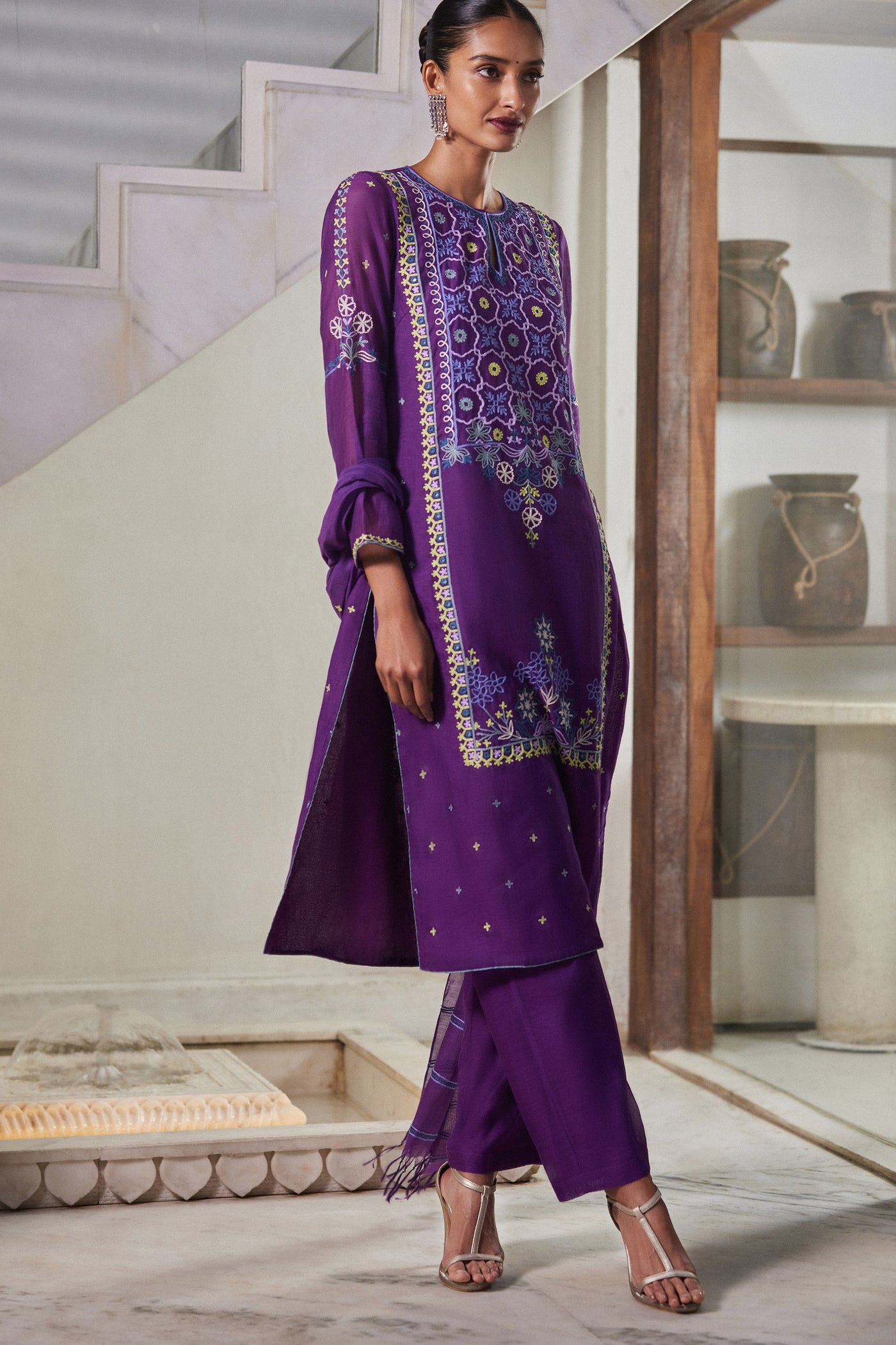 Anita Dongre Izna Suit Set Purple festive indian designer wear online shopping melange singapore