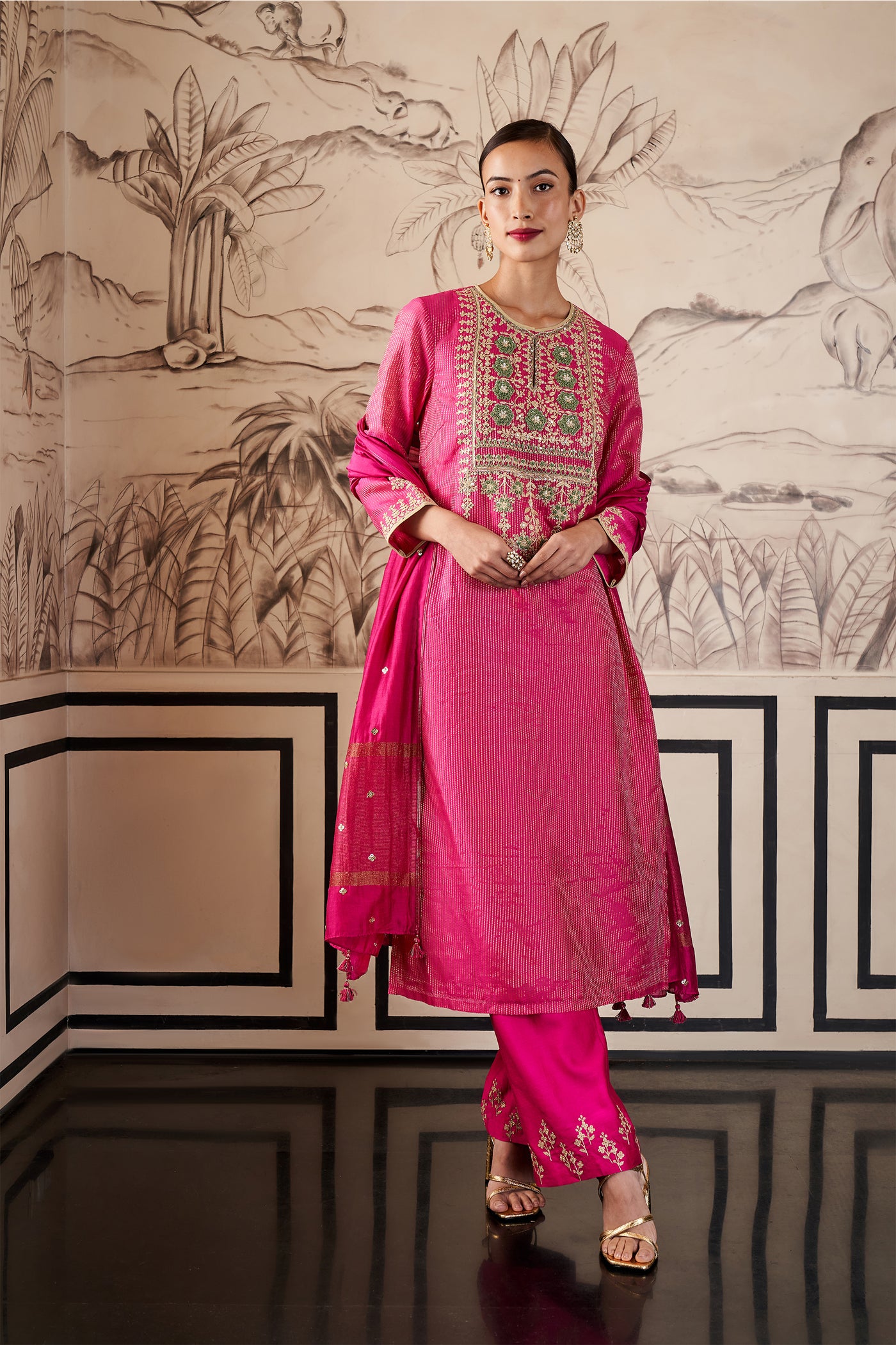 anita dongre Jasnaaz Suit Set Hot Pink festive indian designer wear online shopping melange singapore 