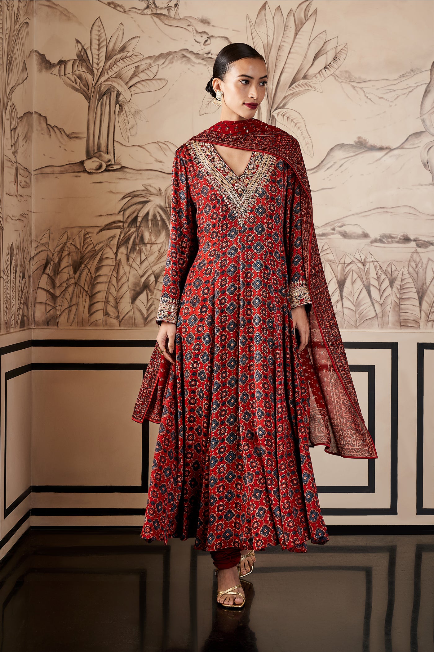 Anita Dongre Naaz Suit Set Rust festive indian designer wear online shopping melange singapore 