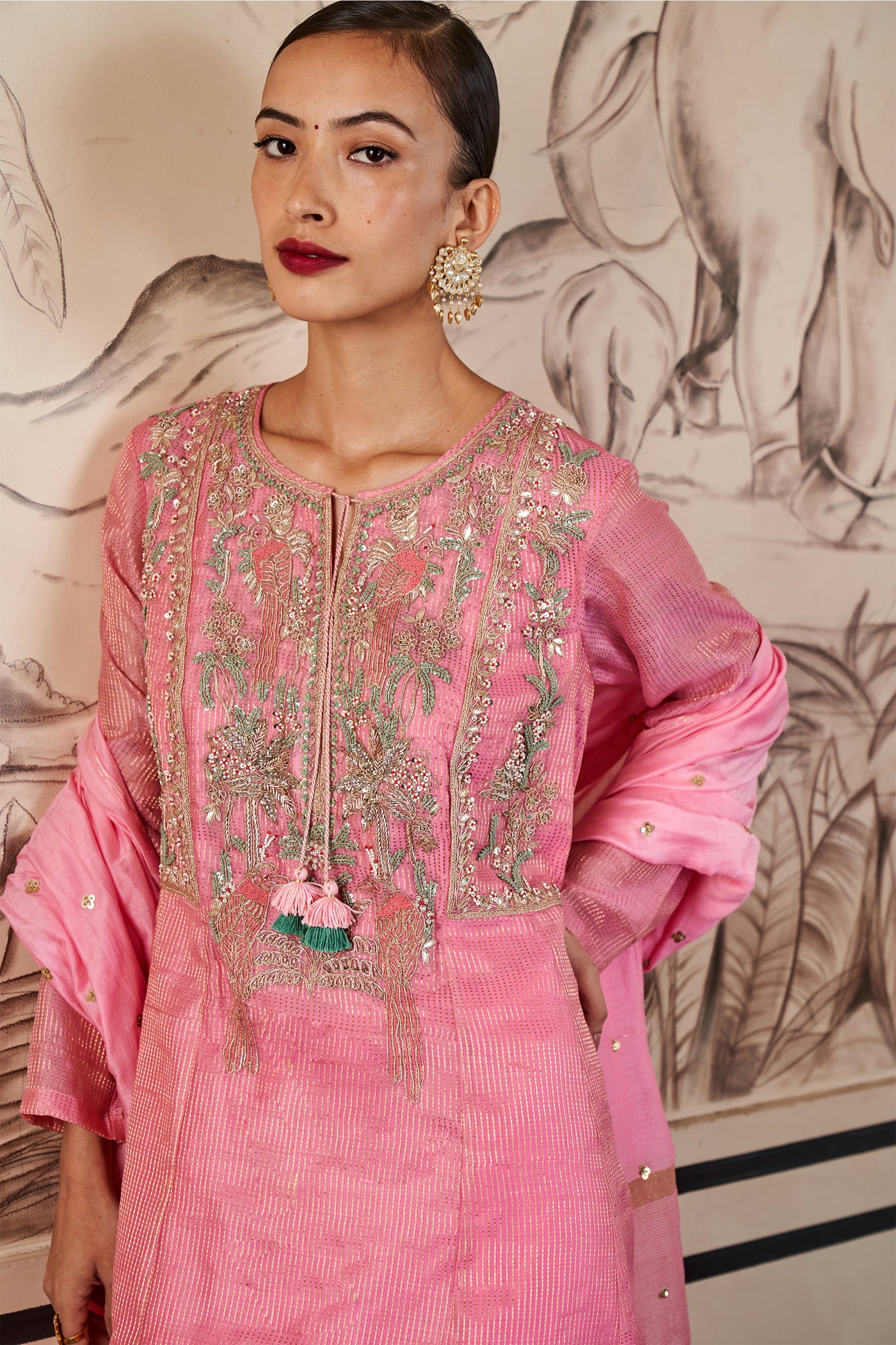Anita dongre Sahana Suit Set Pink festive indian designer wear online shopping melange singapore