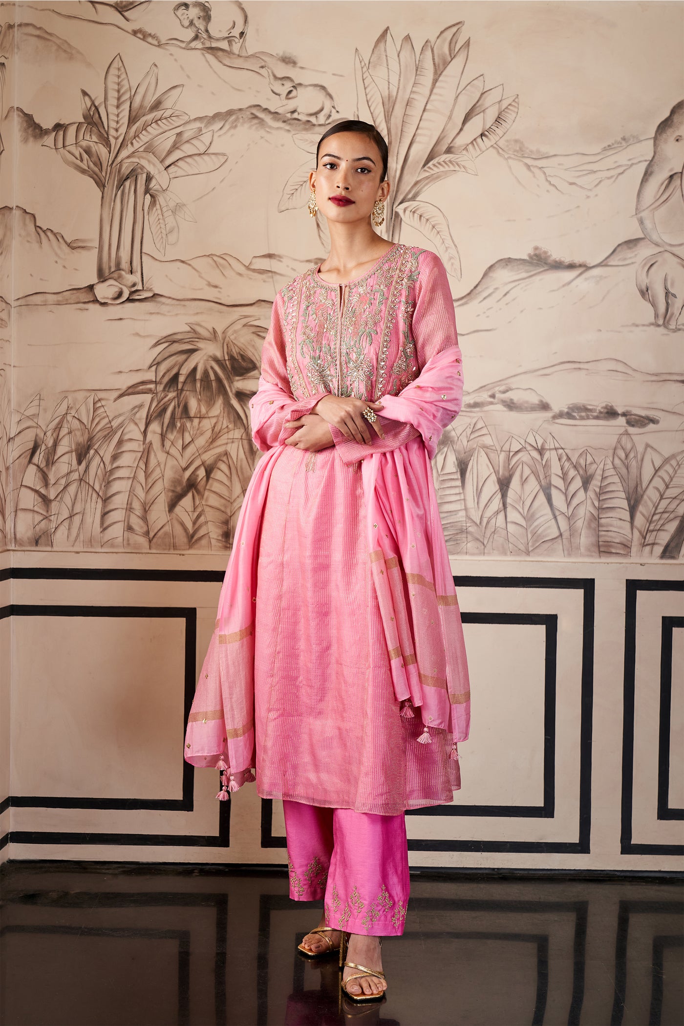 Anita dongre Sahana Suit Set Pink festive indian designer wear online shopping melange singapore 