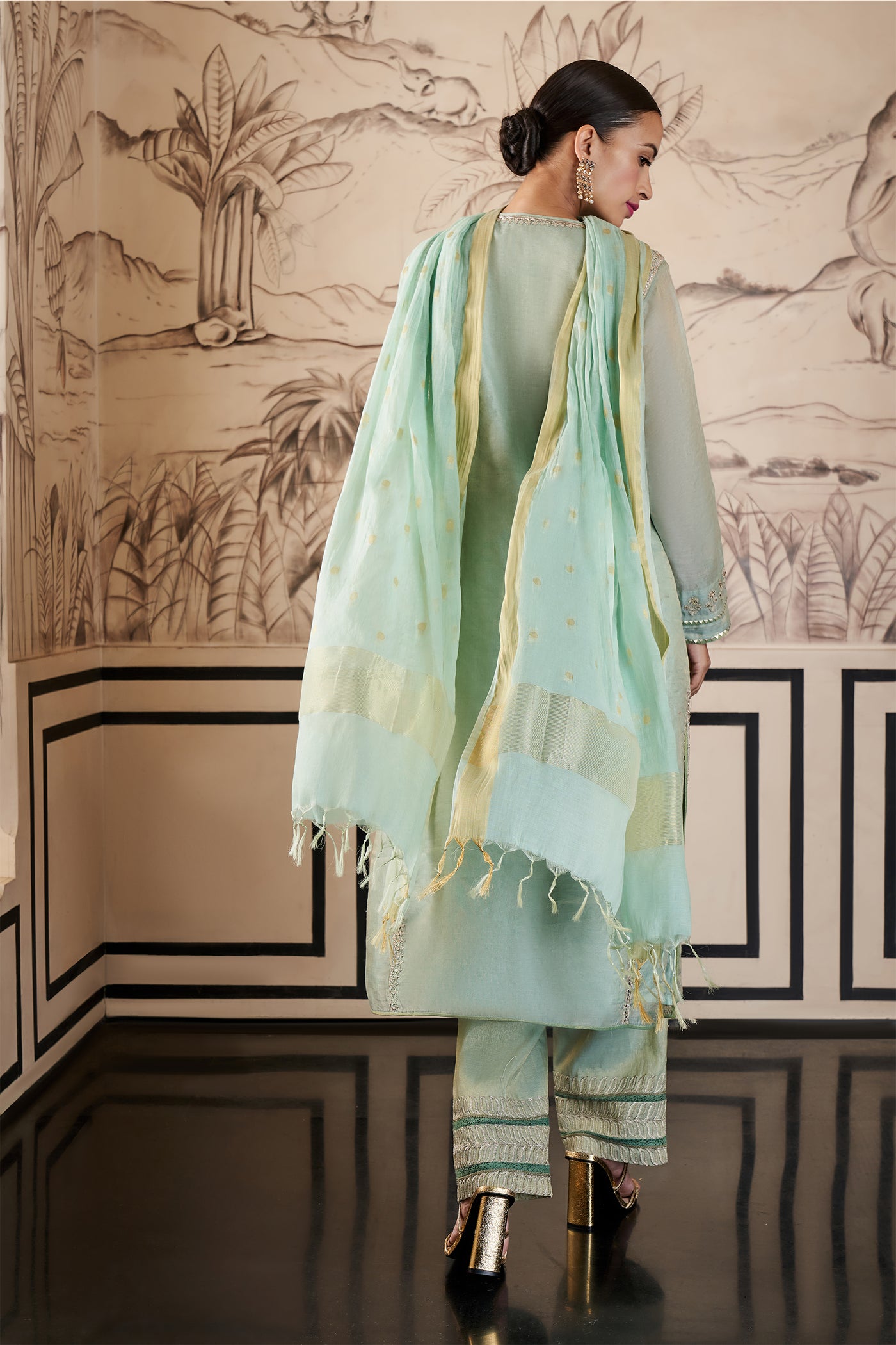 Anita Dongre Zarna Suit Set powder blue festive indian designer wear online shopping melange singapore