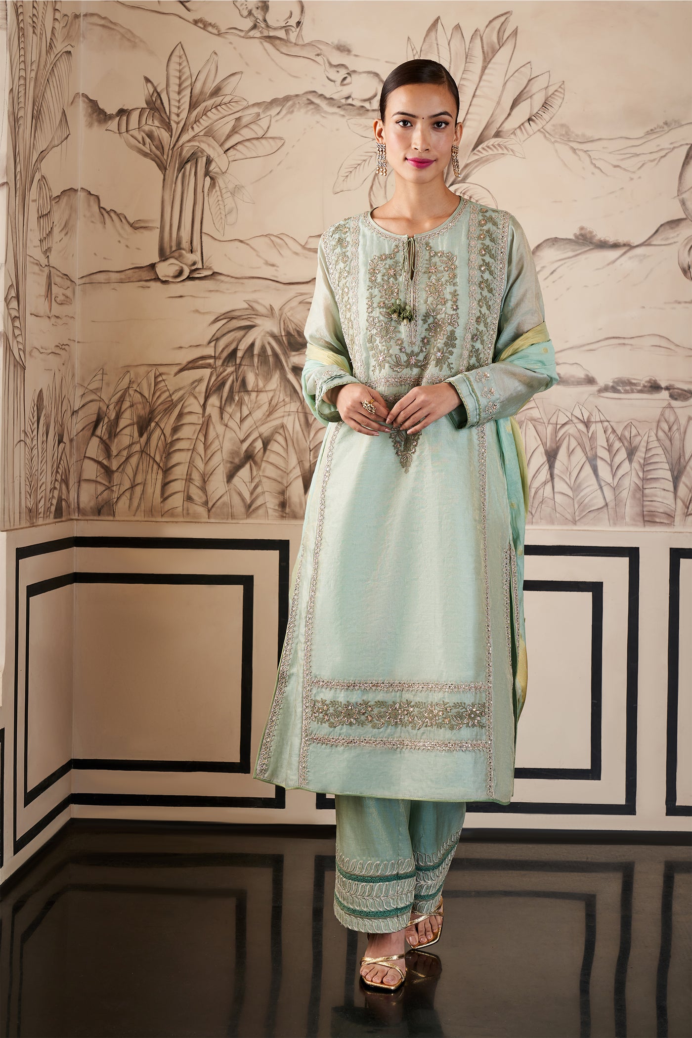 Anita Dongre Zarna Suit Set powder blue festive indian designer wear online shopping melange singapore 