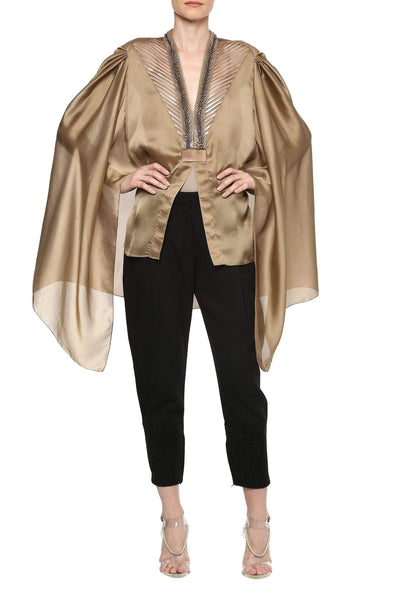 Panelled Cape With Metallic Polymer