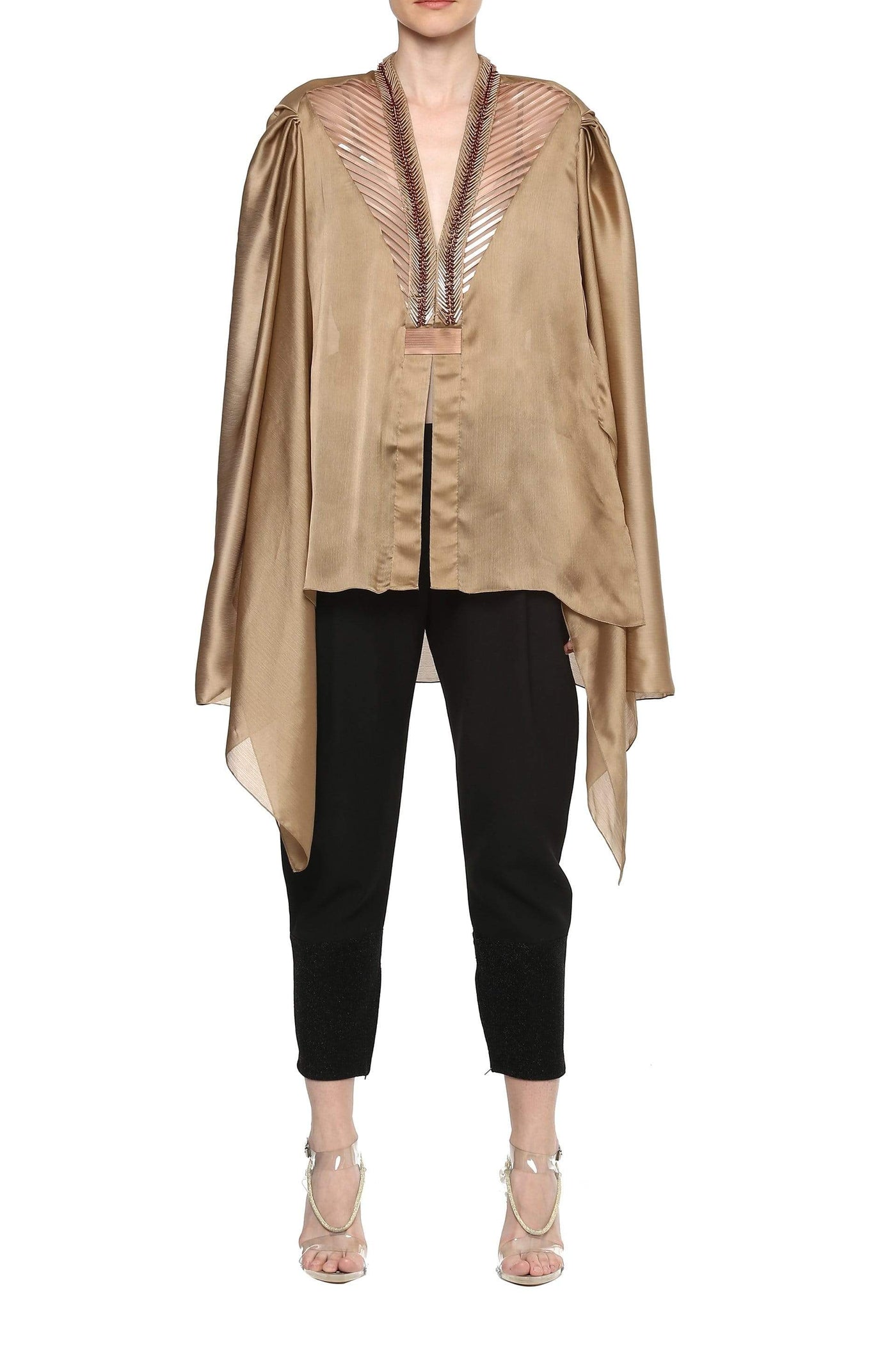 Panelled Cape With Metallic Polymer