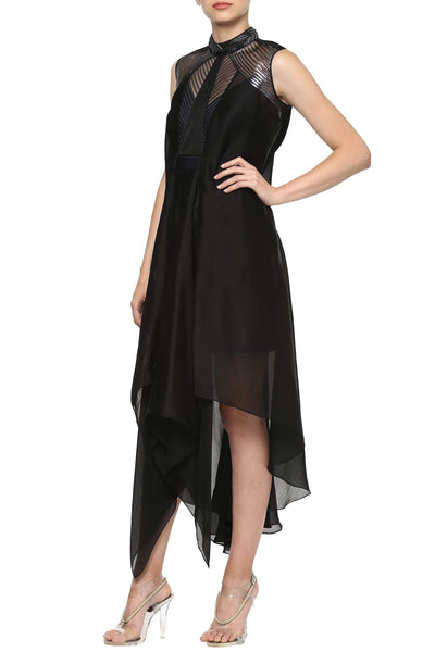 Panelled Dress With Metallic Polymer