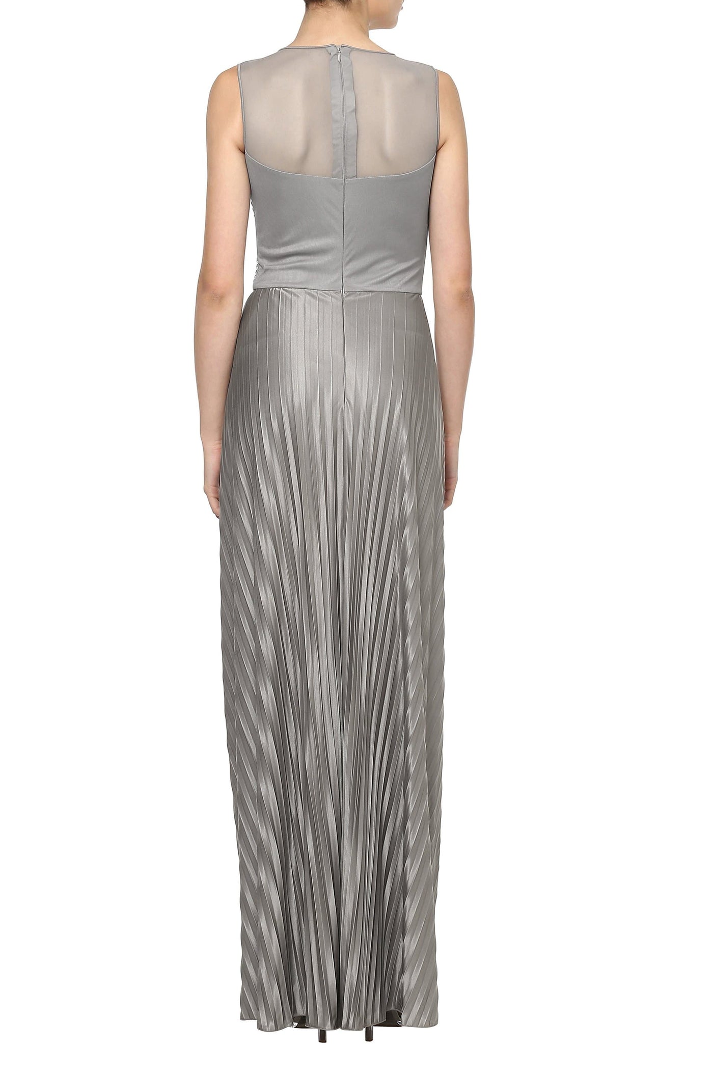 Silver Draped Dress With Metallic Polymer