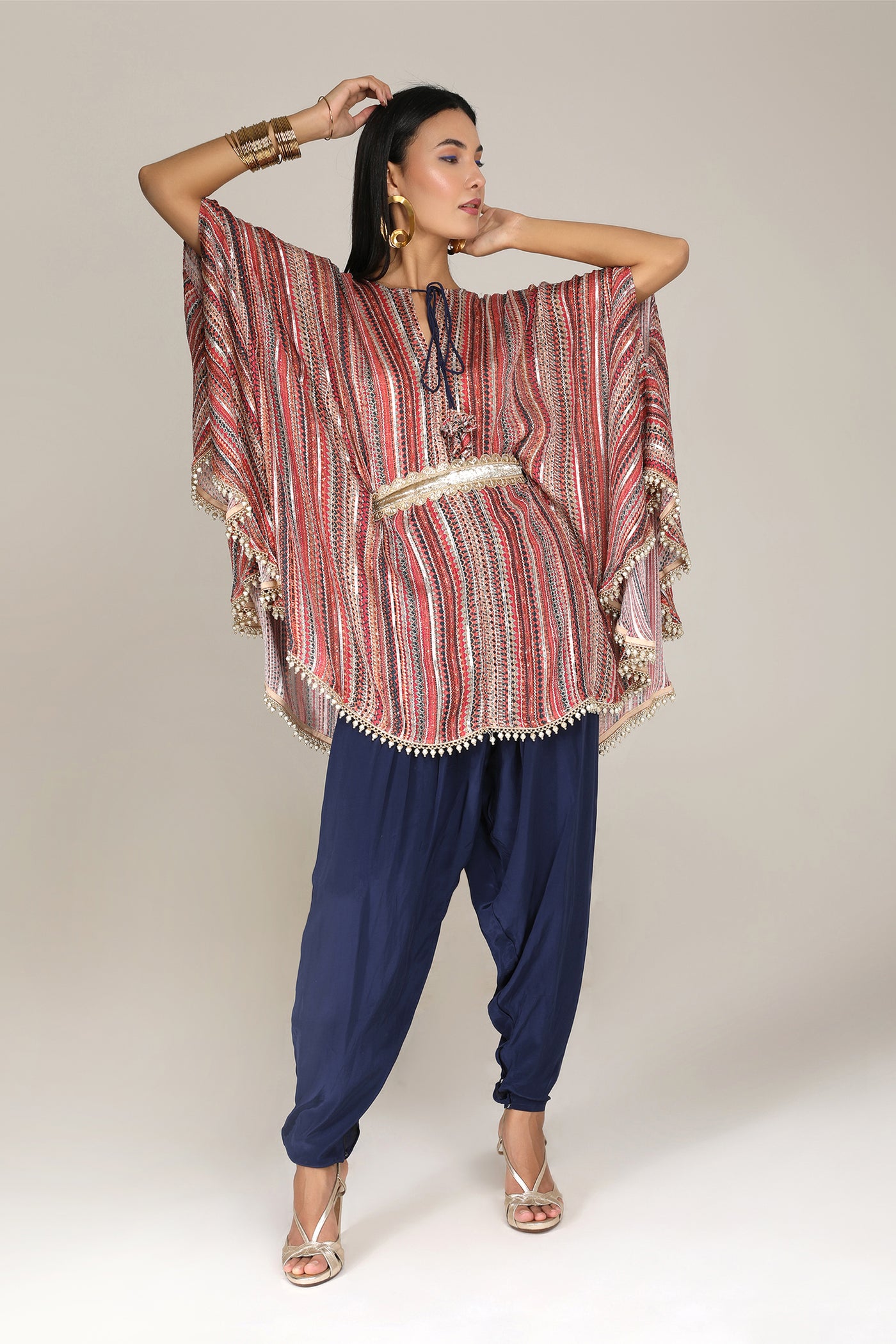 Aneehka Blue Phooljhadi Circle Kurta & Salwar Pant indian designer wear online shopping melange singapore