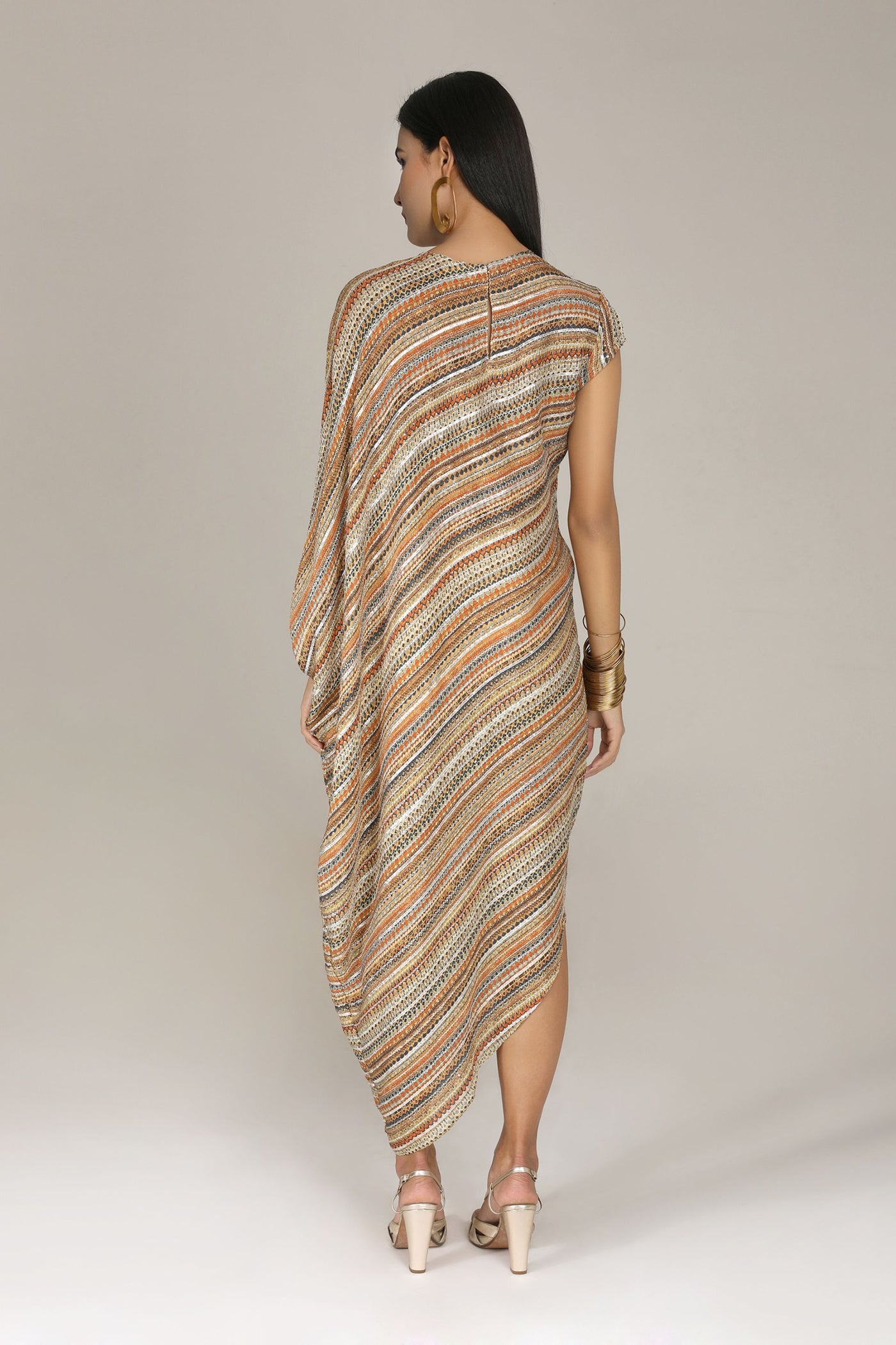 Aneehka Khaki Phooljhdi Triangle Dress indian designer wear online shopping melange singapore