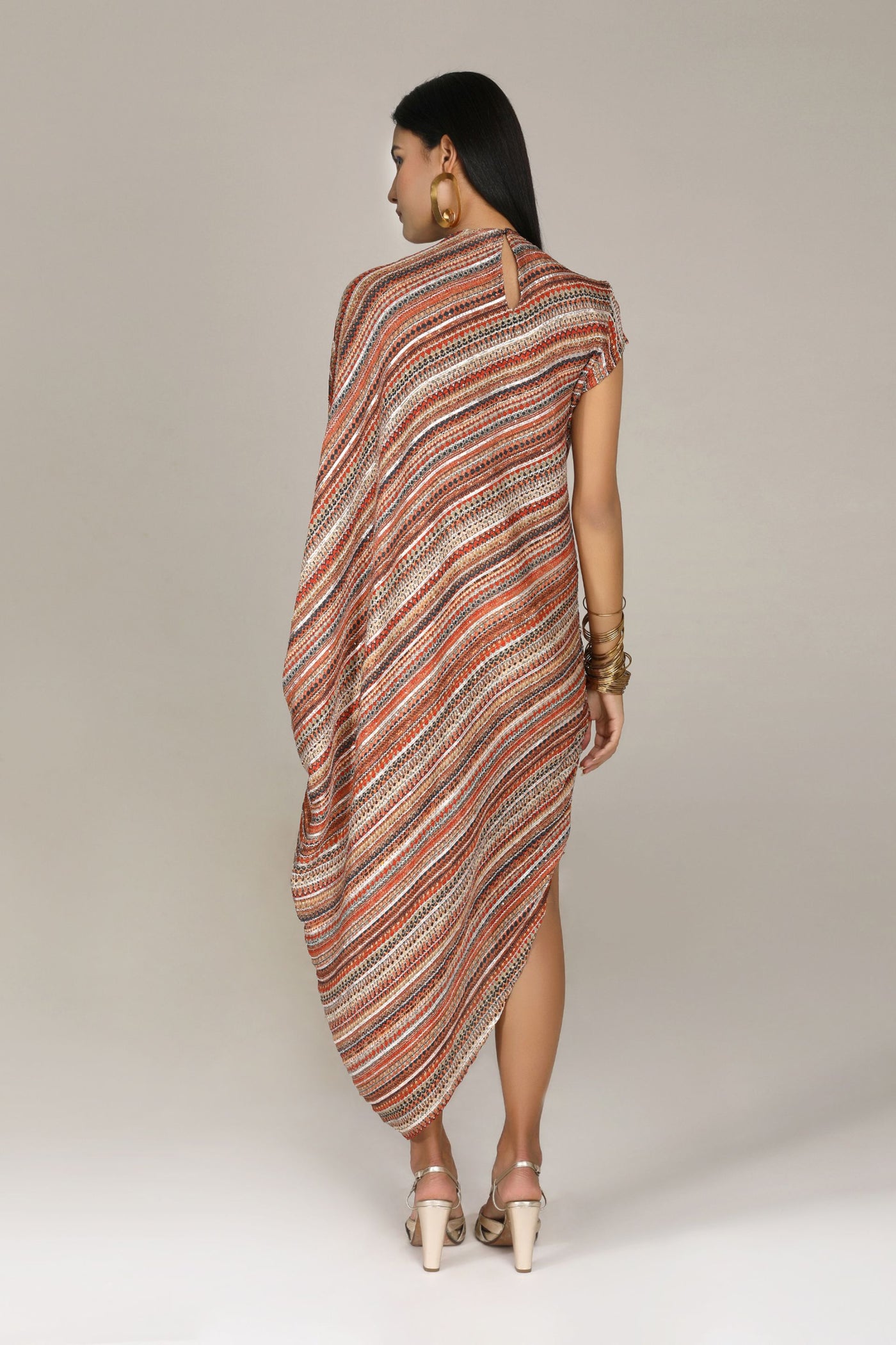Aneehka Rust Phooljhdi Triangle Dress indian designer wear online shopping melange singapore
