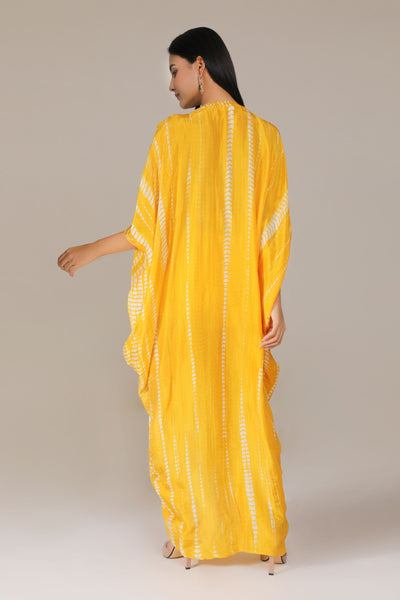 Aneehka Yellow Raya Drape Kaftan indian designer wear online shopping melange singapore
