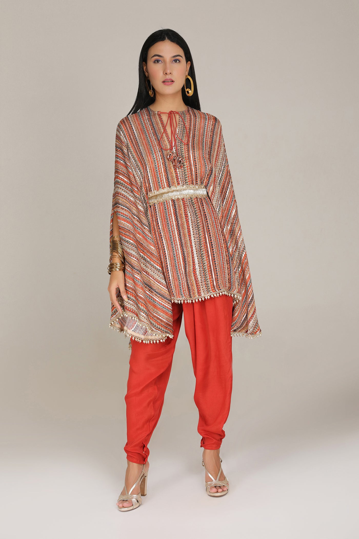 Aneehka Rust Phooljhadi Circle Kurta & Salwar Pant indian designer wear online shopping melange singapore