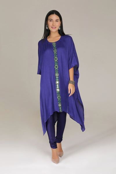 Aneehka Purple Shisheh Kaftan Kurta with Churidar indian designer wear online shopping melange singapore