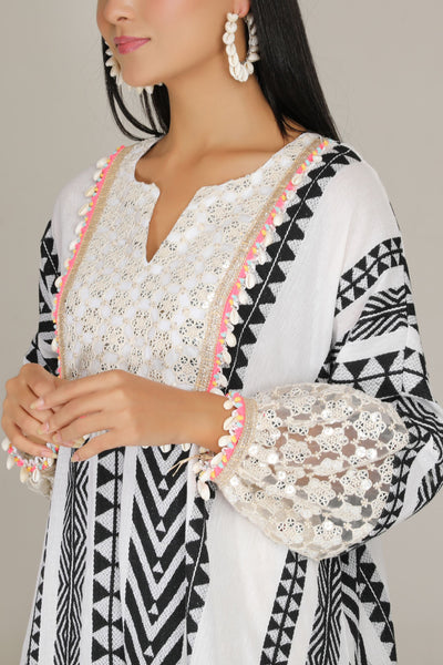 Aneehka Black Tribara Afghani Kurta With Dhoti Pants Pants indian designer wear online shopping melange singapore