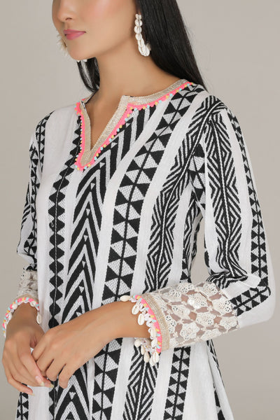 Aneehka Black Tribara High Low Tunic with Drape Skirt indian designer wear online shopping melange singapore