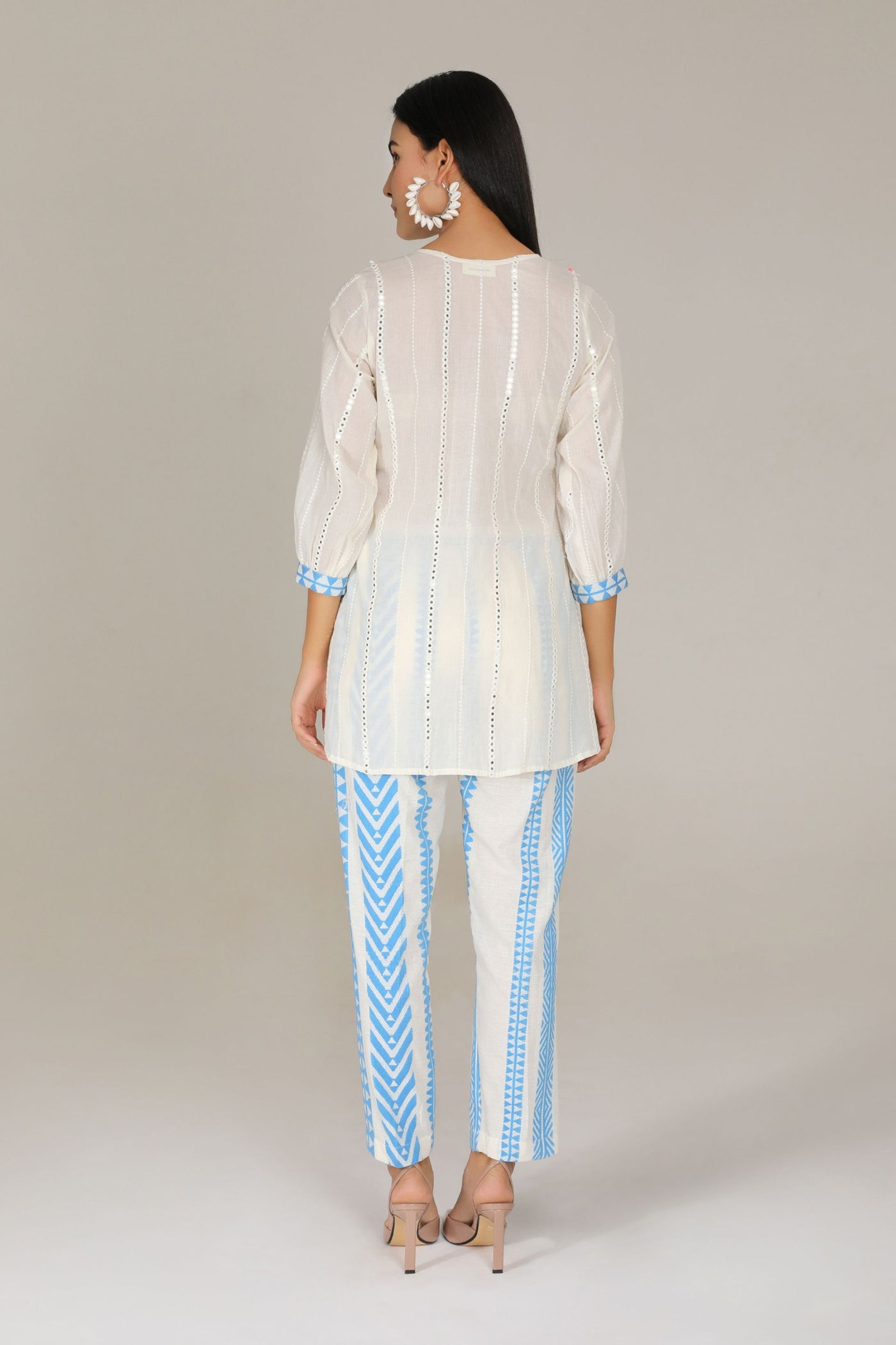 Aneehka Blue Tribara Tunic with Pants indian designer wear online shopping melange singapore