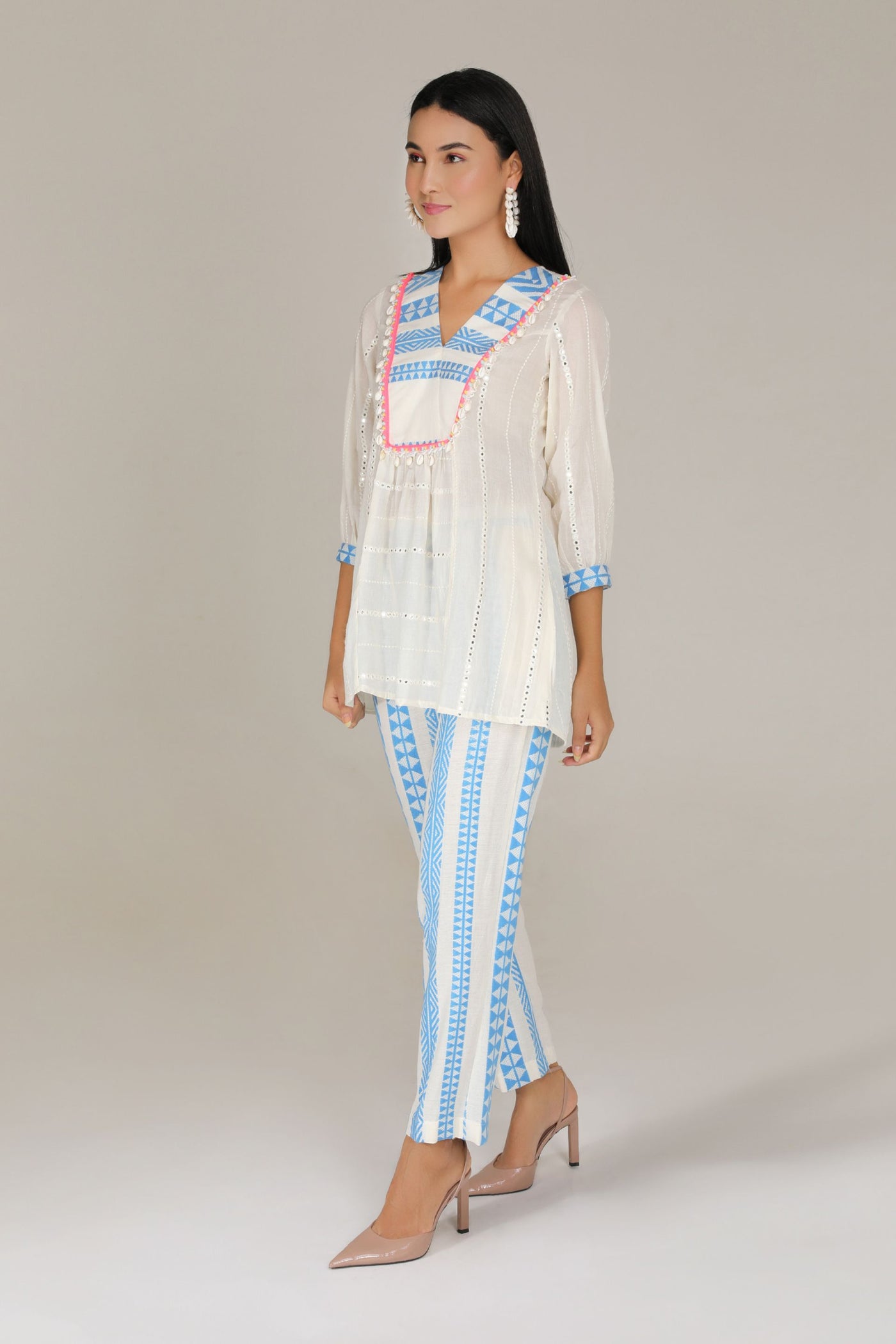 Aneehka Blue Tribara Tunic with Pants indian designer wear online shopping melange singapore
