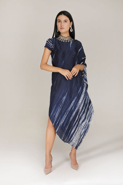 Aneehka Blue Raya Triangle Dress indian designer wear online shopping melange singapore
