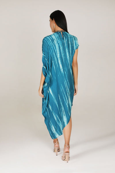 Aneehka Teal Raya Triangle Dress indian designer wear online shopping melange singapore