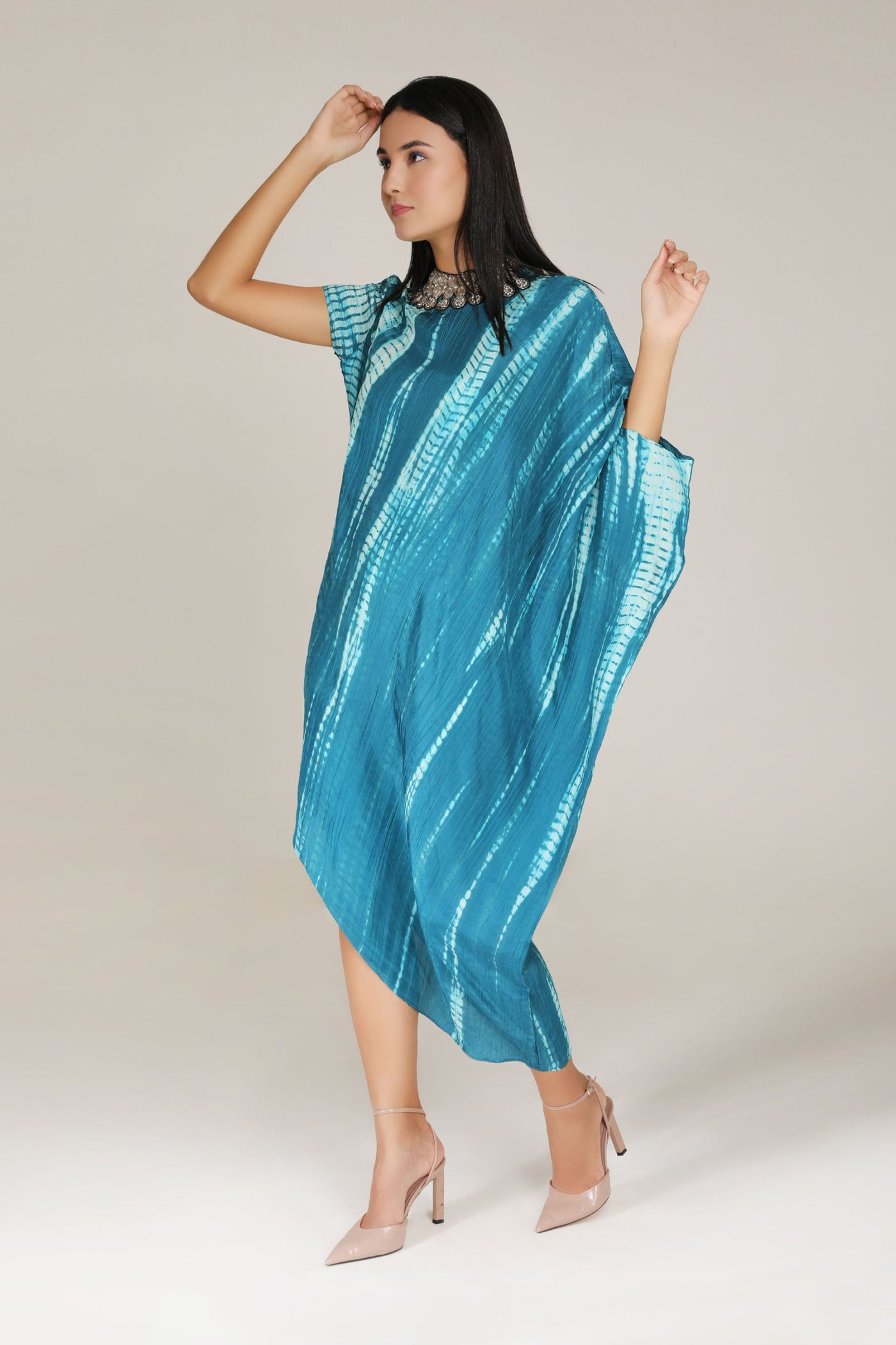 Aneehka Teal Raya Triangle Dress indian designer wear online shopping melange singapore