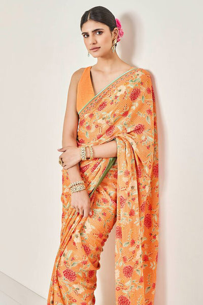 Anita DongreAashka Saree Orange indian designer wear online shopping melange singapore