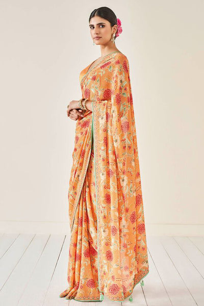 Anita DongreAashka Saree Orange indian designer wear online shopping melange singapore