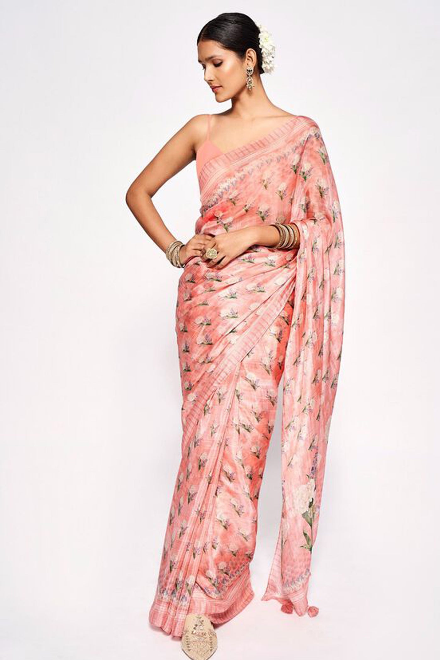Anita Dongre Aazeen Saree Peach indian designer wear online shopping melange singapore