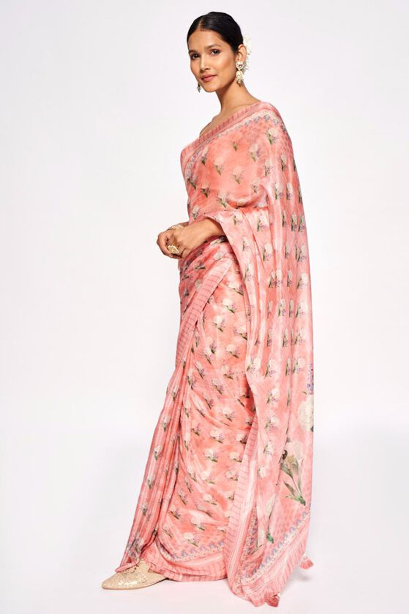 Anita Dongre Aazeen Saree Peach indian designer wear online shopping melange singapore