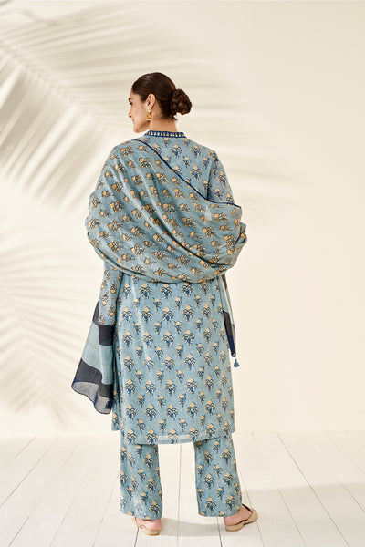 Anita Dongre Afsa Kurta Set Blue festive indian designer wear online shopping melange singapore
