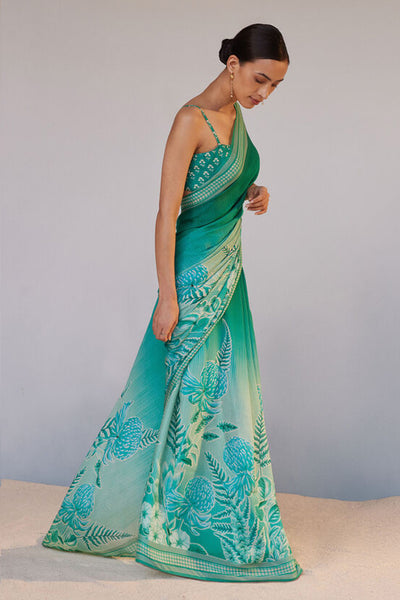 Anita Dongre Aisling Saree Set Green indian designer wear online shopping melange singapore