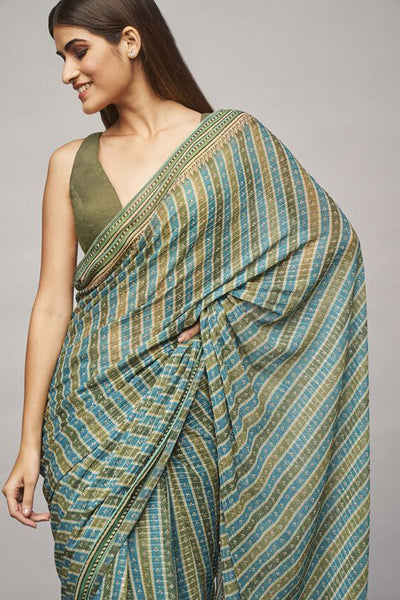 Anita Dongre Alana Saree Sage indian designer wear online shopping melange singapore