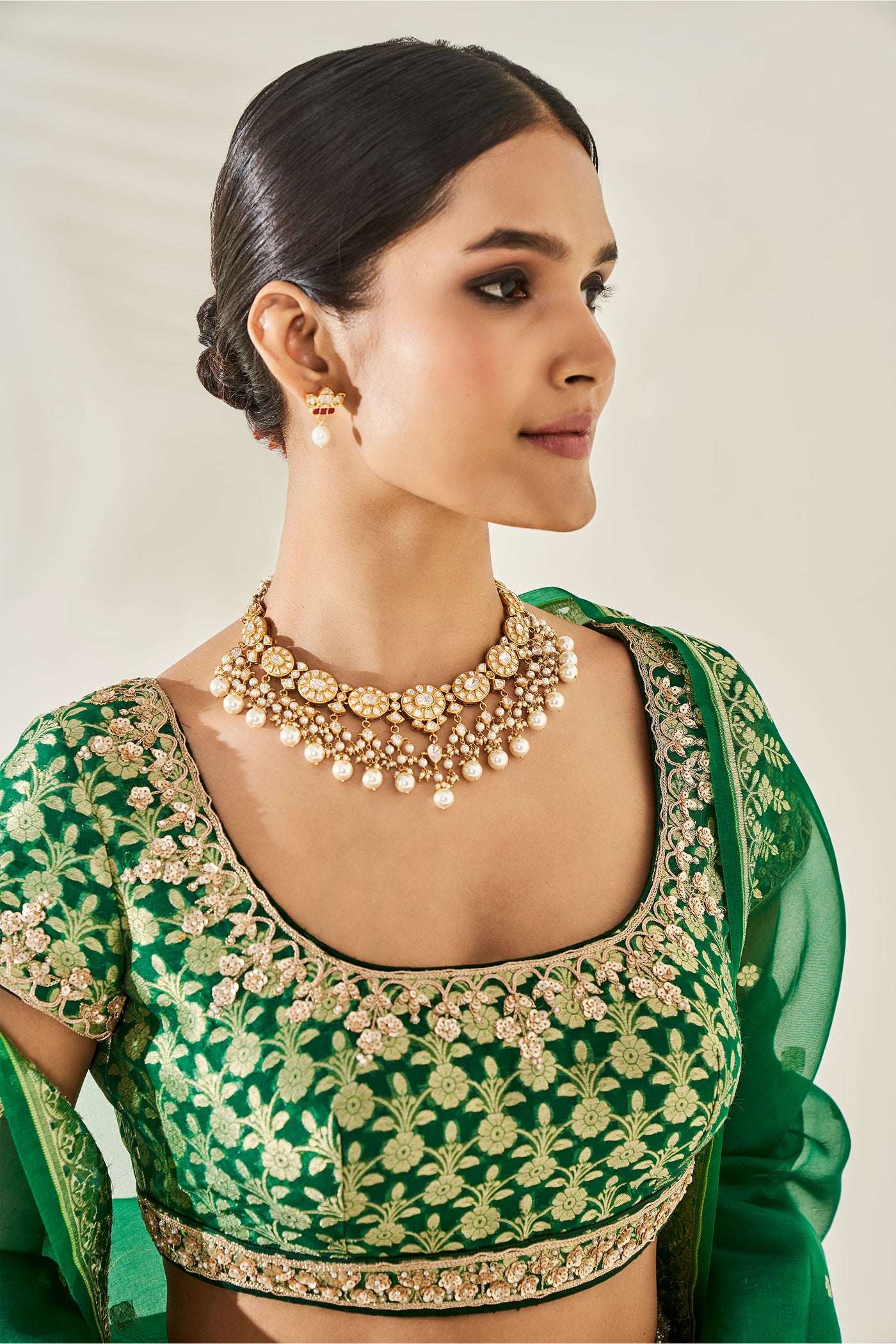Anita Dongre Alethi Lehenga Set Emerald Green festive indian designer wear online shopping melange singapore