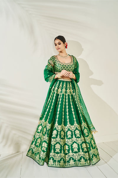 Anita Dongre Alethi Lehenga Set Emerald Green festive indian designer wear online shopping melange singapore
