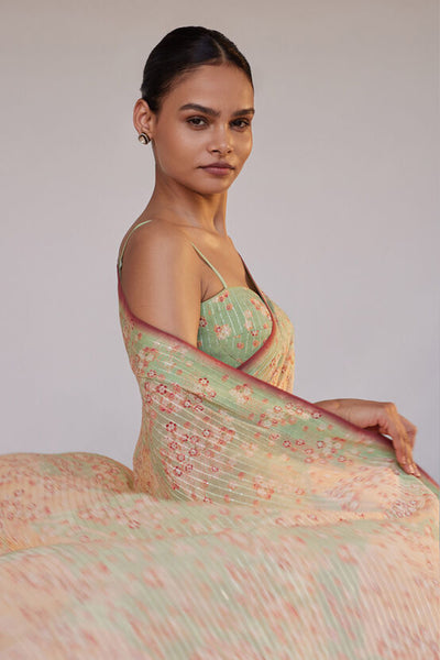 Anita Dongre Alora Saree Set Sage indian designer wear online shopping melange singapore