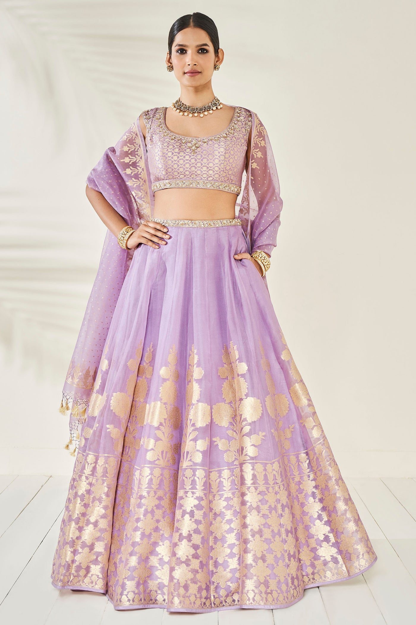 Anita Dongre Amari Lehenga Set Lilac festive indian designer wear online shopping melange singapore