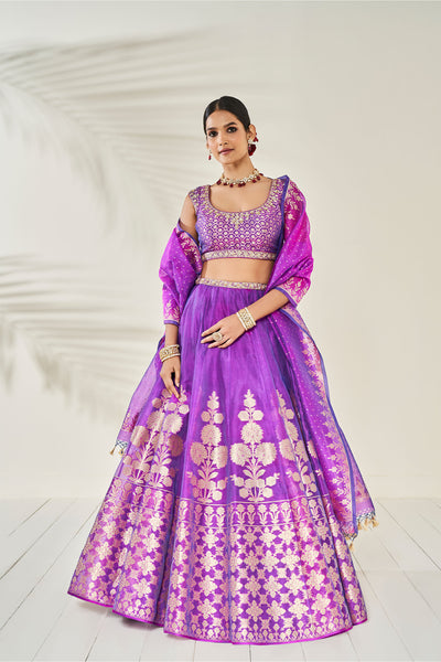 Anita Dongre Amari Lehenga Set Purple festive indian designer wear online shopping melange singapore