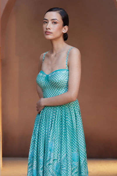 Anita Dongre Anam Fit and Flare Dress Green indian designer wear online shopping melange singapore