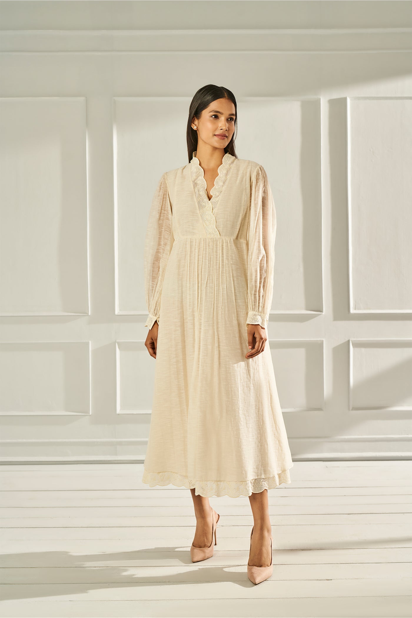 Anita Dongre Anna Dress Ivory western indian designer wear online shopping melange singapore
